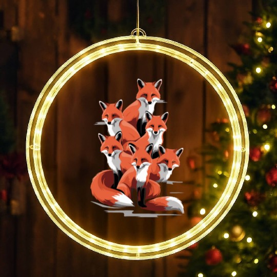 Fox Artistic Design Seven Foxes Together in LED Christmas Window Lights