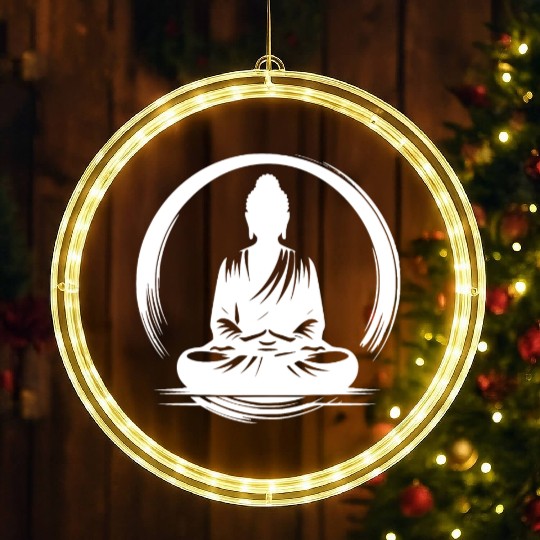 Yoga Buddha Body Mindfulness Meditation LED Christmas Window Lights