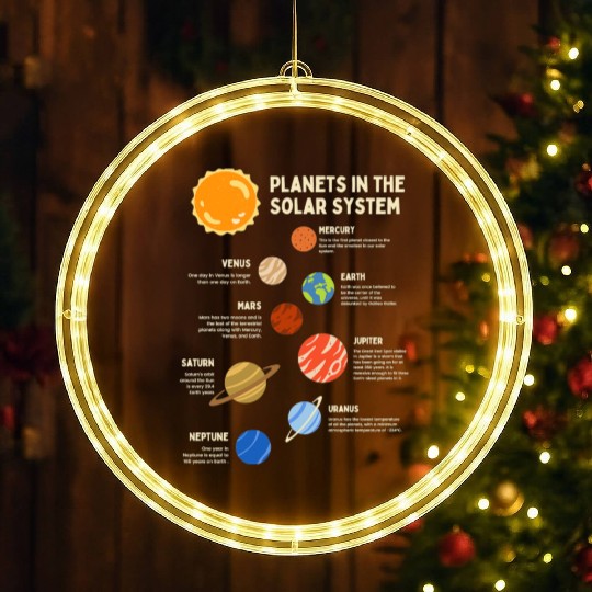 Colorful Solar System Planets Space Science LED Christmas Window Lights
