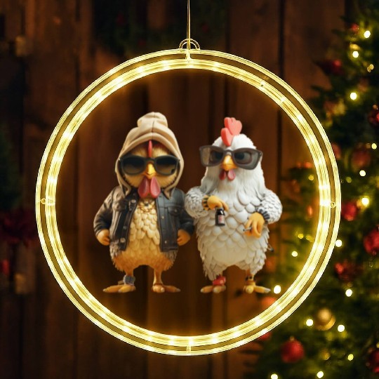 Stylish streetwear on hip chickens LED Christmas Window Lights