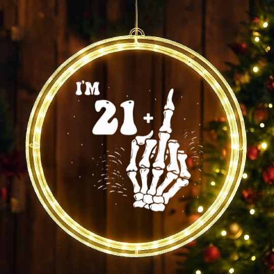 I Am 21 Plus Middle Finger - 22nd Birthday LED Christmas Window Lights