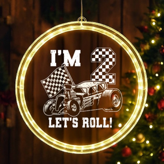 Race Car 2nd Birthday Boy 2 Two Toddler Racing Car LED Christmas Window Lights