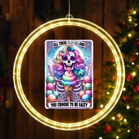 Funny Skeleton Salty Tarot Card, Funny Tarot Card LED Christmas Window Lights