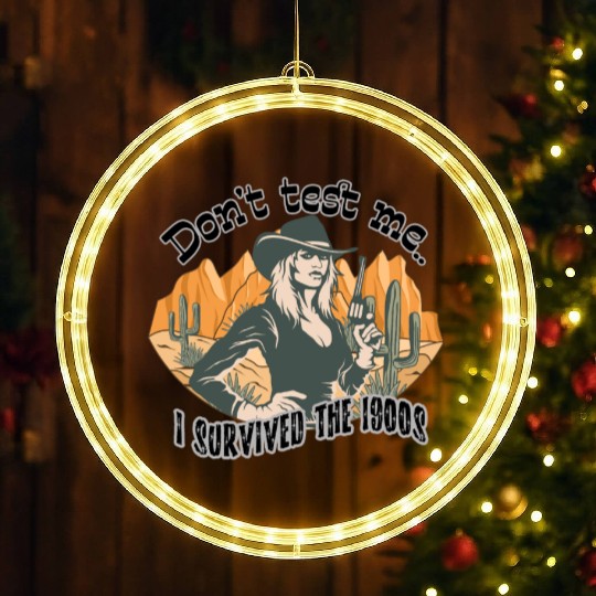 Funny vintage Wild west cowgirl, 1900s, age joke LED Christmas Window Lights