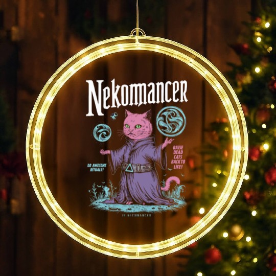 Nekomancer Cat Sorcerer - Dark Fantasy Design LED Christmas Window Lights