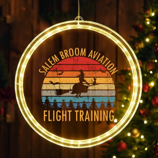 Womens Salem Broom Aviation Flight Halloween LED Christmas Window Lights