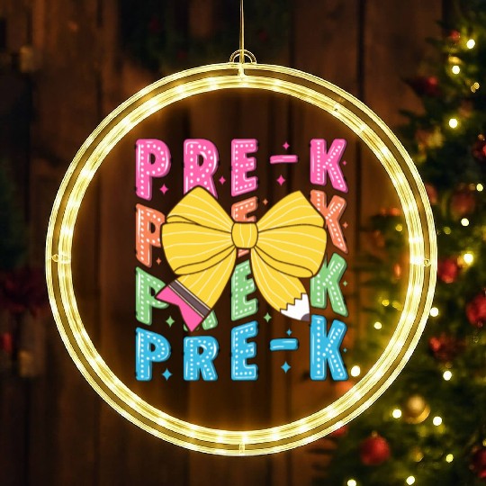 Retro Coquette Pre-K Teacher Student Funny Back To LED Christmas Window Lights