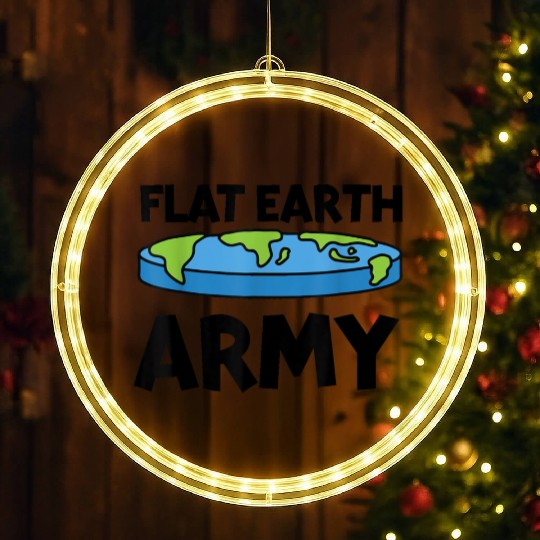 Flat Earth Army Flat Earther Flat Earth LED Christmas Window Lights