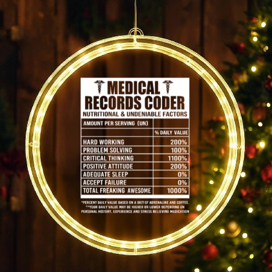 Vintage Medical Records Coder Nutritional Facts LED Christmas Window Lights