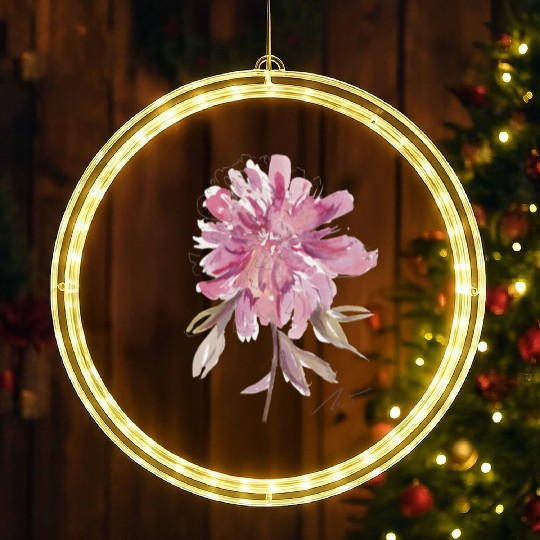Peony loose watercolor hand-painted LED Christmas Window Lights