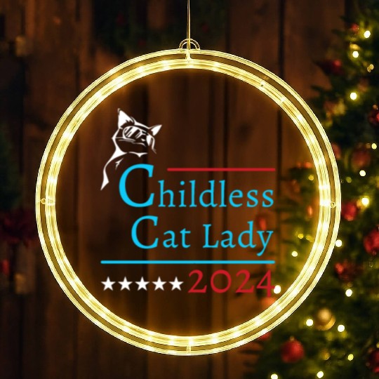 "Childless Cat Lady" Kamala Harris 2024 LED Christmas Window Lights
