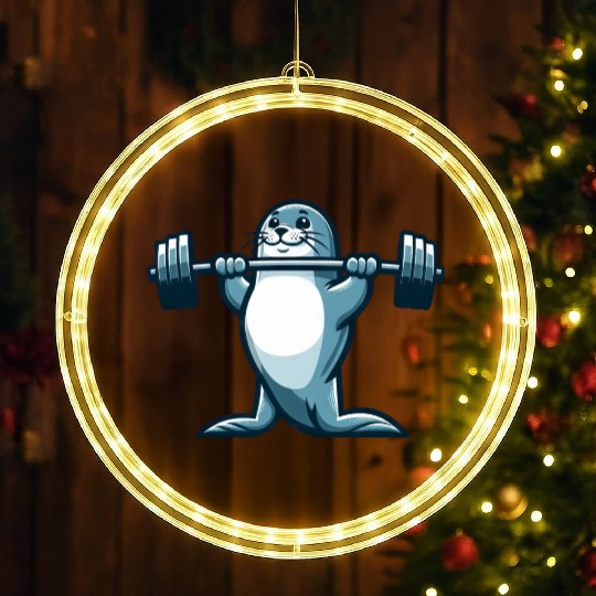 Seal fitness workout gym barbells training LED Christmas Window Lights