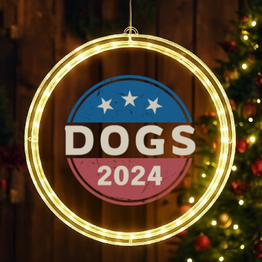 Dogs For President Funny Political 2024 Election LED Christmas Window Lights