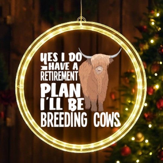 Highland Cow Breeding Pension Plan LED Christmas Window Lights