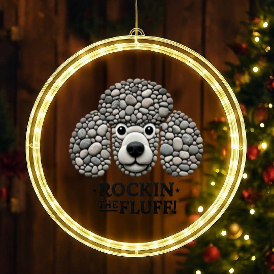Pebble Poodle: Embracing Natural Fluffiness LED Christmas Window Lights