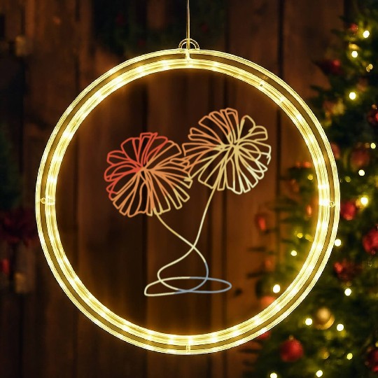 Cheerleading Pom Poms Sketch LED Christmas Window Lights