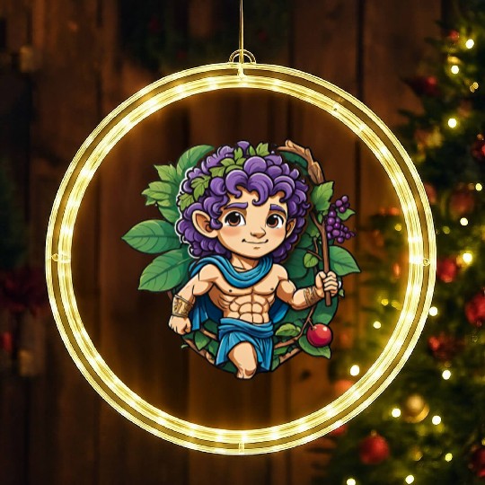Cute Dionysus Greek Mythology God LED Christmas Window Lights
