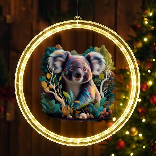 Colorful Koala in the forest LED Christmas Window Lights