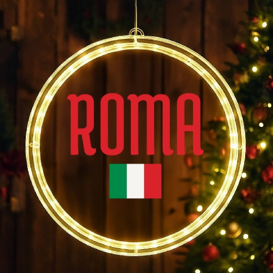 Vibrant Rome Italy Flag Typography Design LED Christmas Window Lights