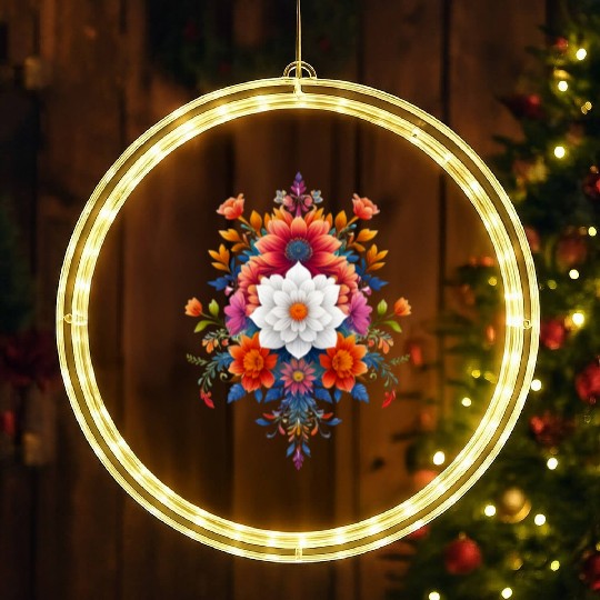 Botanical Bliss: Retro Floral Aesthetic Watercolor LED Christmas Window Lights