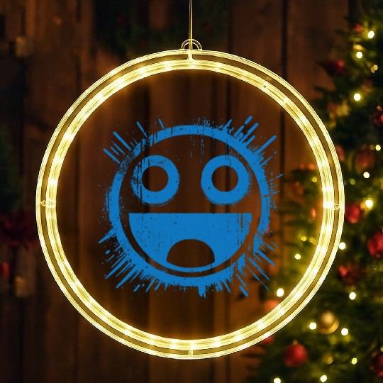 Blue Joyful Face LED Christmas Window Lights