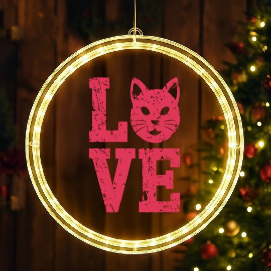 Love funny cat face LED Christmas Window Lights