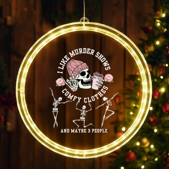 I Like Murder Shows Comfy Clothes And 3 People Hal LED Christmas Window Lights