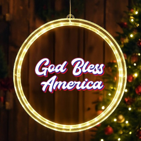 God Bless America Patriotic Design for Proud LED Christmas Window Lights