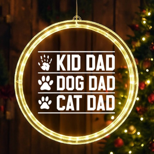 Kid,Dog,Cat Dad Gift Funny Father's Day Daddy LED Christmas Window Lights