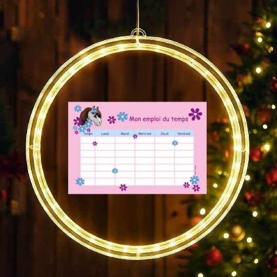 Timetable for Kids - Pony Flowers pink - French LED Christmas Window Lights