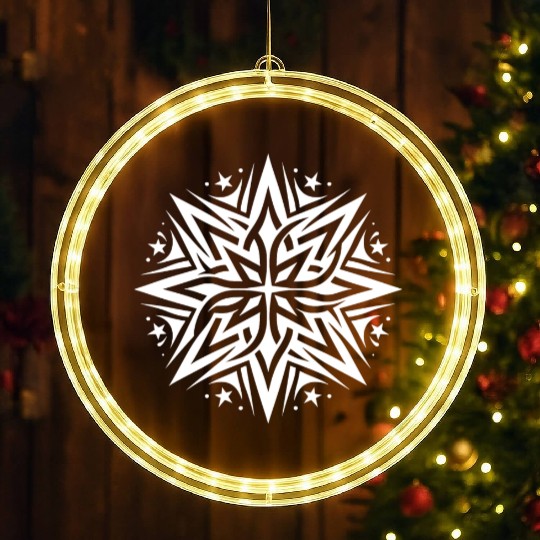 Star Composition Of Tattoo Stars And Flames LED Christmas Window Lights