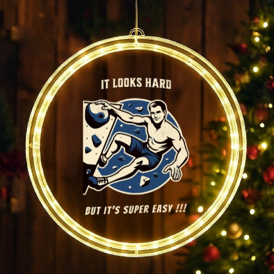 Climbing bouldering vintage LED Christmas Window Lights funny saying