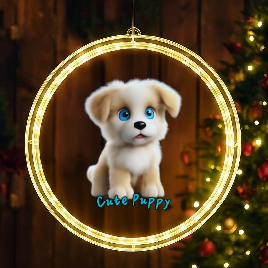 Adorable Blue-Eyed Puppy LED Christmas Window Lights