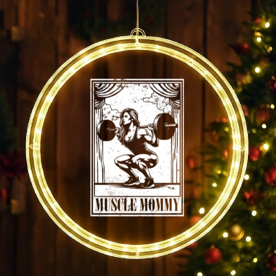Tarot Cards Muscle Mommy Squatting Barbell LED Christmas Window Lights