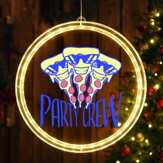 Pizza Salami Fast Food Party Crew Sunglasses Team LED Christmas Window Lights