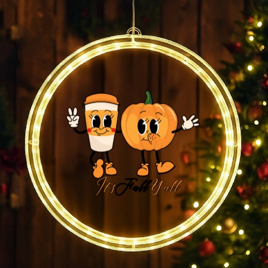 Retro It's Fall Y'all - Pumpkin Spice Latte LED Christmas Window Lights