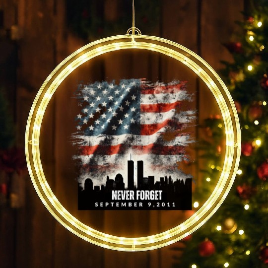 Never Forget September 11 2001 Memorial Day Flag LED Christmas Window Lights