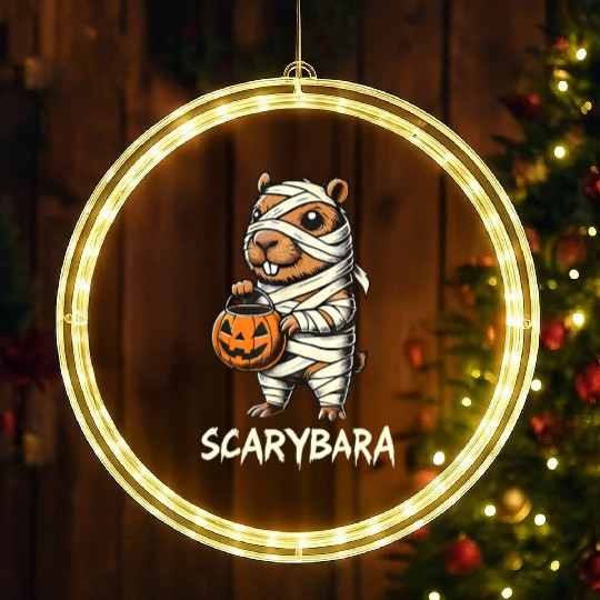 Cute Capybara Mummy Trick or Treat Halloween LED Christmas Window Lights