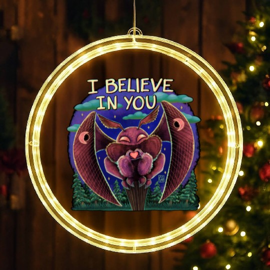 The Mothman Cryptid believe in you cute creature LED Christmas Window Lights