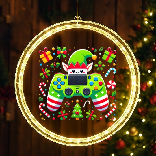 Christmas Elf Themed Gaming Controller Fun LED Christmas Window Lights