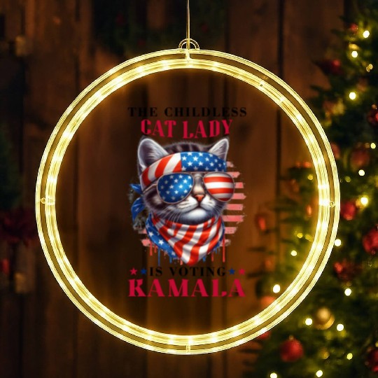 Childless Cat Lady Voting Kamala Harris LED Christmas Window Lights
