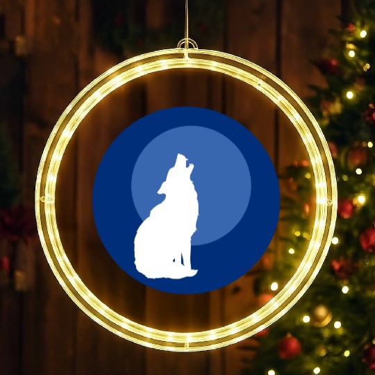 Wolf Moon Nature Vector LED Christmas Window Lights