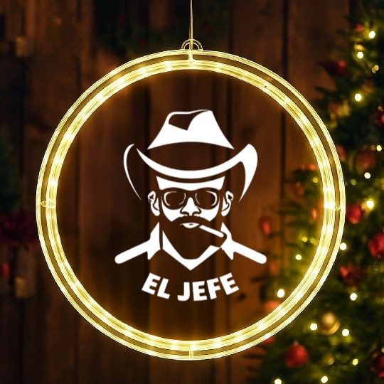 El Jefe (White Print) LED Christmas Window Lights