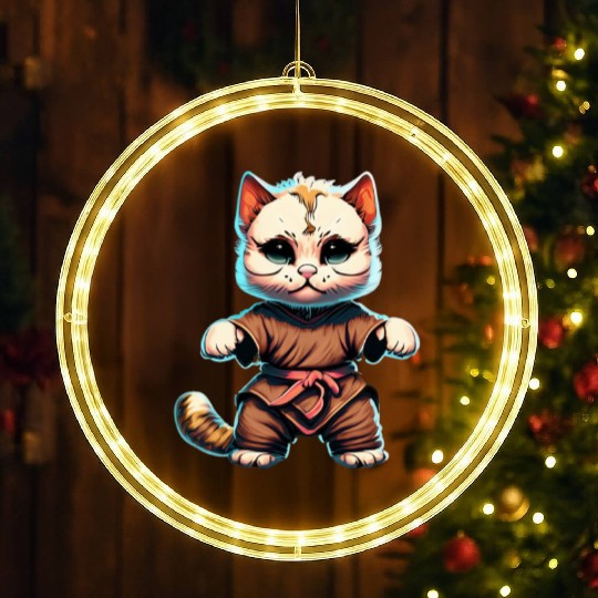 Feline Warrior: The Kung Fu Cat LED Christmas Window Lights