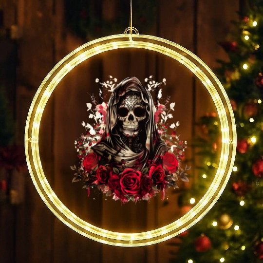 Santa Muerte Folk Saint LED Christmas Window Lights