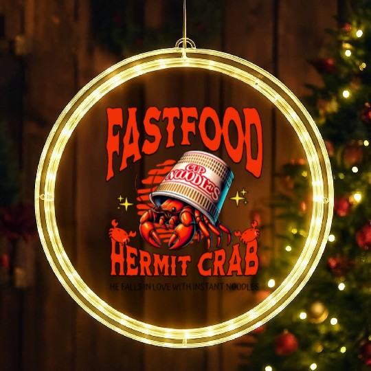Cute Hermit Crab Instant Noodles Lover LED Christmas Window Lights