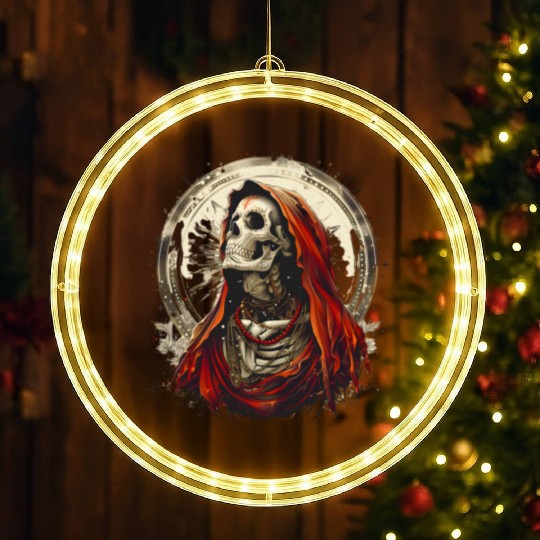 Santa Muerte Saint Death Mexican Sugar Skull LED Christmas Window Lights