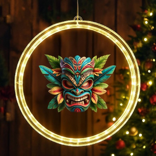 Tropical Tiki Warrior LED Christmas Window Lights