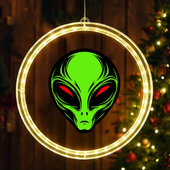 Green Alien LED Christmas Window Lights