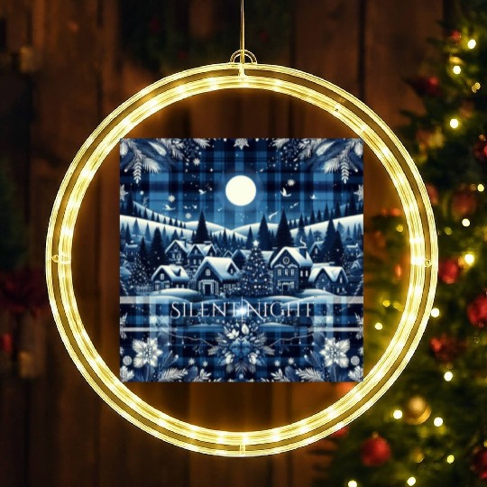 flannel silent night blue and white christmas LED Christmas Window Lights